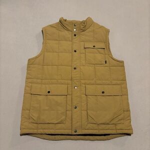 Burton MB Woodford Vest Men's XXL 2XL Tan Quilted Snap Button Full Zip Outdoor
